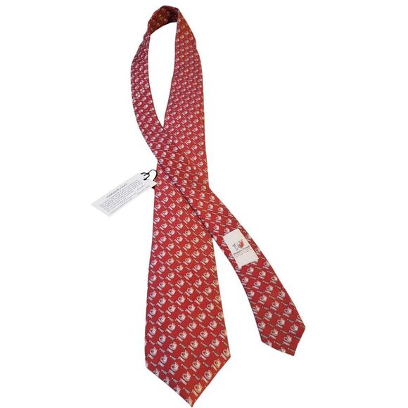 NWT Vineyard Vines Men Tie Phoenix Tower 10 Year Anniversary Red with Gray Tower - Picture 3 of 13